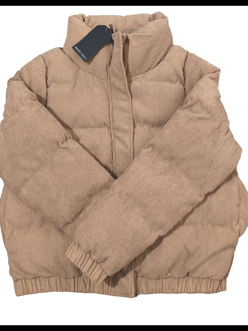 Brave Soul Women's Corduroy Puffer Jacket - Taupe